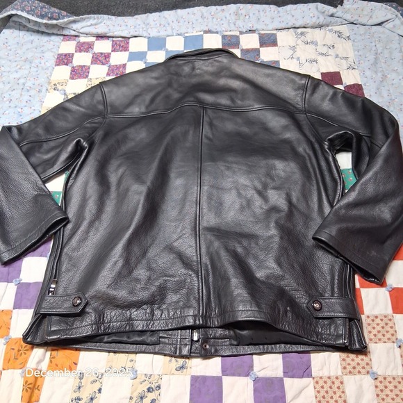 VTG EUC Hunting Horse Black Lined Leather Jacket Size 2XL Heavyweight Italian - Picture 7 of 14